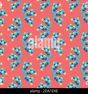 Billiard balls , seamless pattern on a red background. Stock Vector