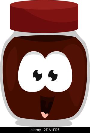 Jar full of chocolate,illustration,vector on white background Stock Vector