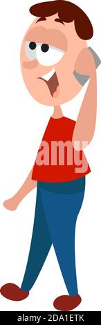 Talking on the phone,illustration,vector on white background Stock Vector
