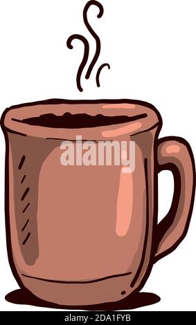 Small cup of coffee,illustration,vector on white background Stock Vector
