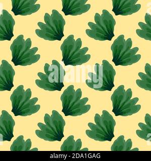 Turnip leaves , seamless pattern on a yellow background. Stock Vector