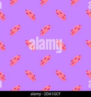 Pink cookie , seamless pattern on a purple background. Stock Vector
