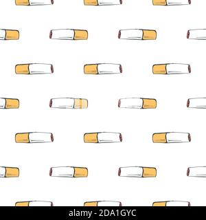 Burned out cigarette , seamless pattern on a white background. Stock Vector