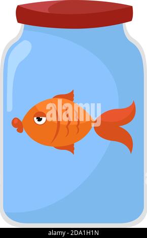 Fish in the jar ,illustration,vector on white background Stock Vector