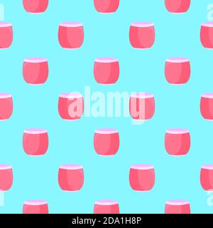 Glass of red juice , seamless pattern on a blue background. Stock Vector