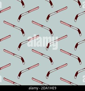 Hockey stick , seamless pattern on a light grey background. Stock Vector