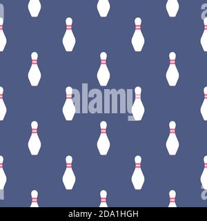 Bowling pin , seamless pattern on a blue background. Stock Vector