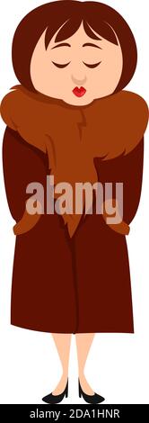 Woman in fur coat ,illustration,vector on white background Stock Vector