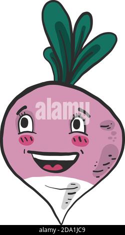 Happy turnip ,illustration,vector on white background Stock Vector