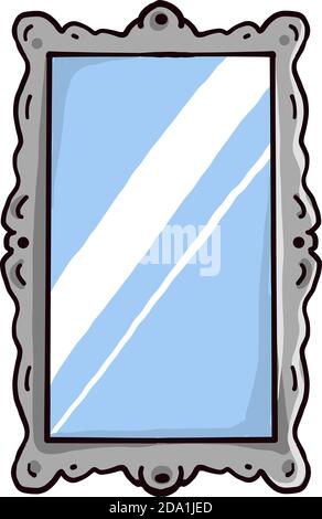 Grey mirror,illustration,vector on white background Stock Vector