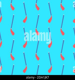 Blue hockey sticks , seamless pattern on a blue background. Stock Vector
