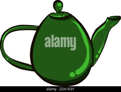 Green kettle ,illustration,vector on white background Stock Vector
