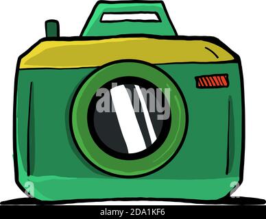 Old green camera ,illustration,vector on white background Stock Vector