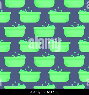 Green bath , seamless pattern on a blue background. Stock Vector