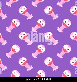 Ostrich head , seamless pattern on a purple background. Stock Vector