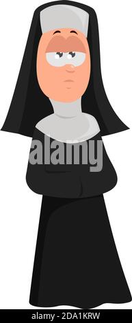 Old nun ,illustration,vector on white background Stock Vector