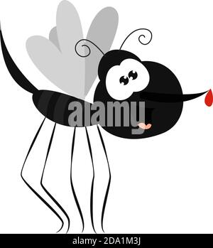 Happy mosquito ,illustration,vector on white background Stock Vector