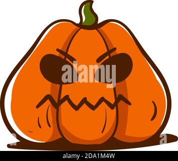 Angry pumpkin ,illustration,vector on white background Stock Vector