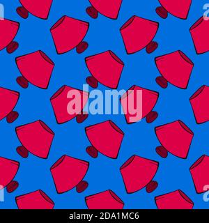 Red lamp , seamless pattern on a blue background. Stock Vector