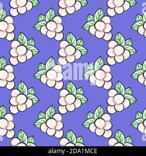 Sweet grapes , seamless pattern on a purple background. Stock Vector