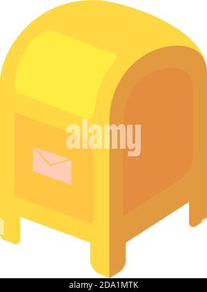 Yellow mail box ,illustration,vector on white background Stock Vector