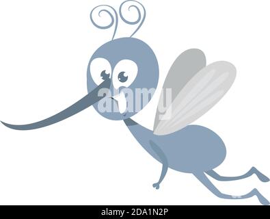 Blue mosquito,illustration,vector on white background Stock Vector