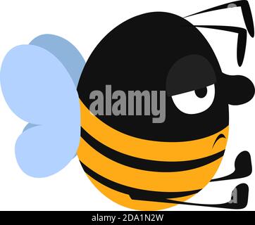 Sad bee , illustration, vector on white background Stock Vector