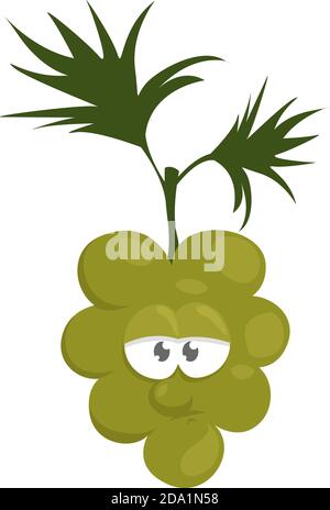 Sad grapes , illustration, vector on white background Stock Vector