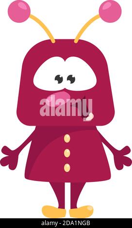 Pink robot , illustration, vector on white background Stock Vector