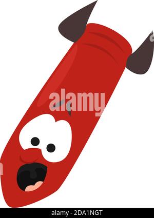 Red rocket , illustration, vector on white background Stock Vector