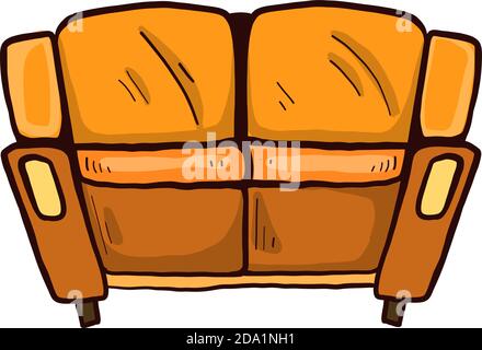 Small orange sofa ,illustration,vector on white background Stock Vector