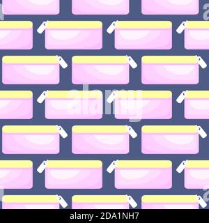 Pencil case , seamless pattern on a blue background. Stock Vector