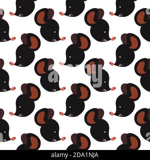 Mice head , seamless pattern on a white background. Stock Vector