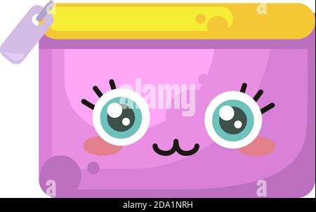 Pink pencil case , illustration, vector on white background Stock Vector