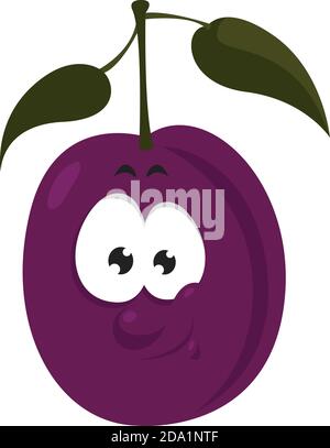 Smiling plum , illustration, vector on white background Stock Vector