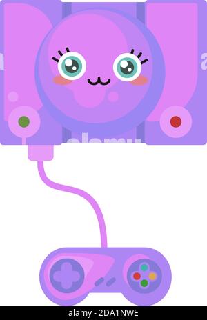 Purple playstation , illustration, vector on white background Stock Vector