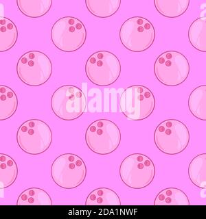 Bowling ball , seamless pattern on a pink background. Stock Vector