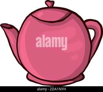 Pink teapot , illustration, vector on white background Stock Vector