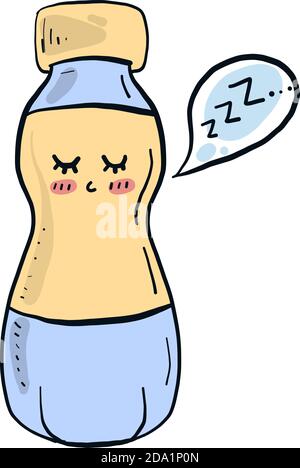 Sleeping bottle , illustration, vector on white background Stock Vector