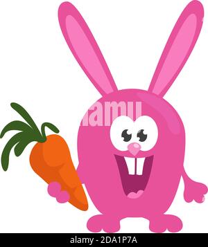 Bunny with a carrot , illustration, vector on white background Stock Vector