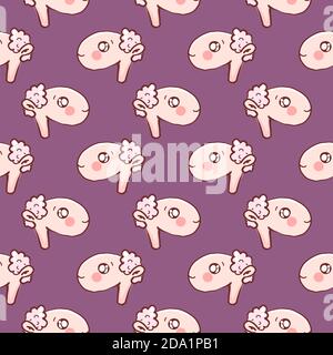 Sheep head , seamless pattern on a pink background. Stock Vector