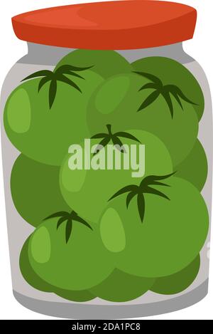 Pickled tomatos, illustration, vector on white background Stock Vector
