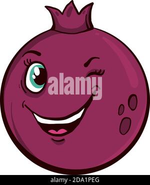 Winking pomegranate , illustration, vector on white background Stock Vector