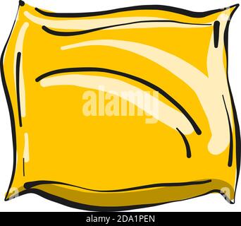 Yellow pillow , illustration, vector on white background Stock Vector