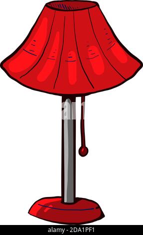 Red table lamp , illustration, vector on white background Stock Vector
