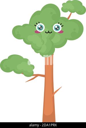 Tree with a face, illustration, vector on white background Stock Vector