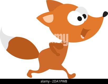 Running fox , illustration, vector on white background Stock Vector
