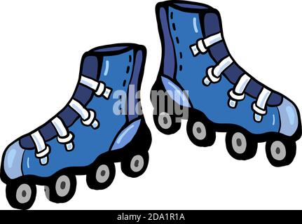 Blue roller skates , illustration, vector on white background Stock Vector