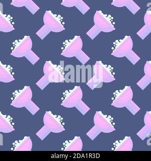 Purple washbasin , seamless pattern on a blue background. Stock Vector