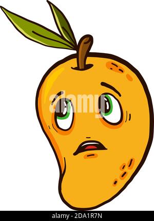 Sad mango , illustration, vector on white background Stock Vector
